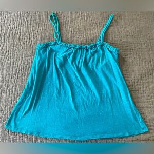 GAP Blue Double Strap Built-In Bra Tank Top 100% Cotton Size Medium
